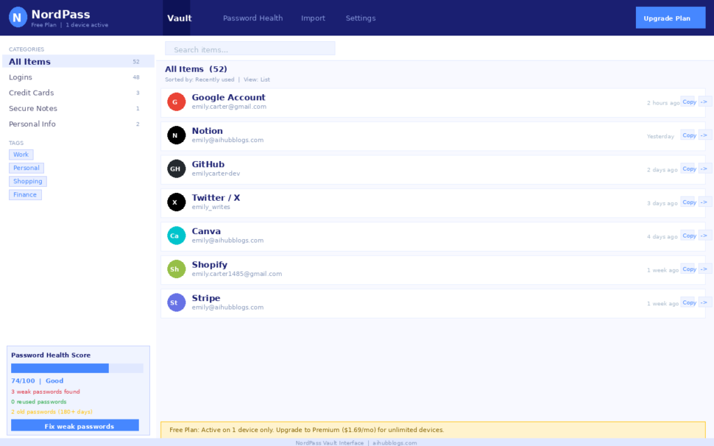nordpass screenshot