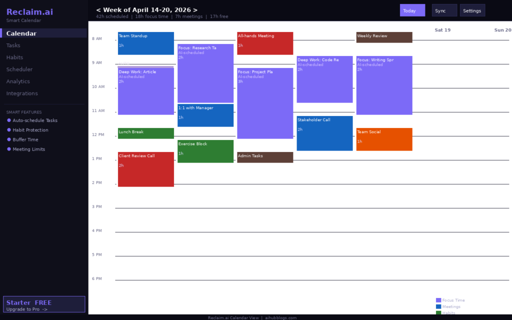 Must-Have Mobile Apps for Productivity in 2026 reclaim screenshot
